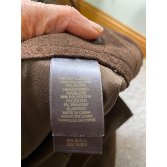 Liz Claiborne Brown Faux Suede A-Line Midi Skirt With Back Zipper Closure Medium - Picture 5 of 9